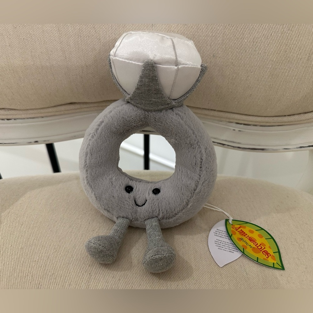 Retired Jellycat Amuseables Diamond Ring NWT Rare & HTF Leaf Tag 💍